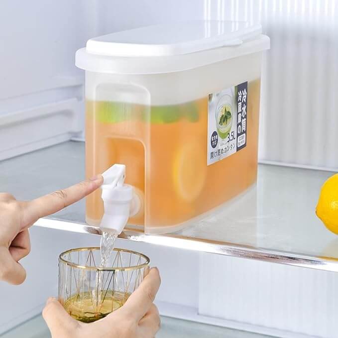 3.5L Drinks Dispenser With Tap Refrigerator Cold Kettle Fruit Teapot Dispenser